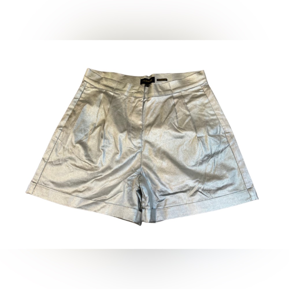 NWT Piombo Women's Silver Vegan Leather Shorts US Size 14